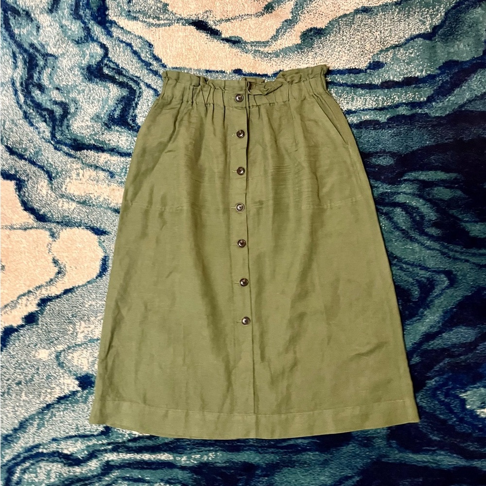 Madewell linen paper bag midi skirt